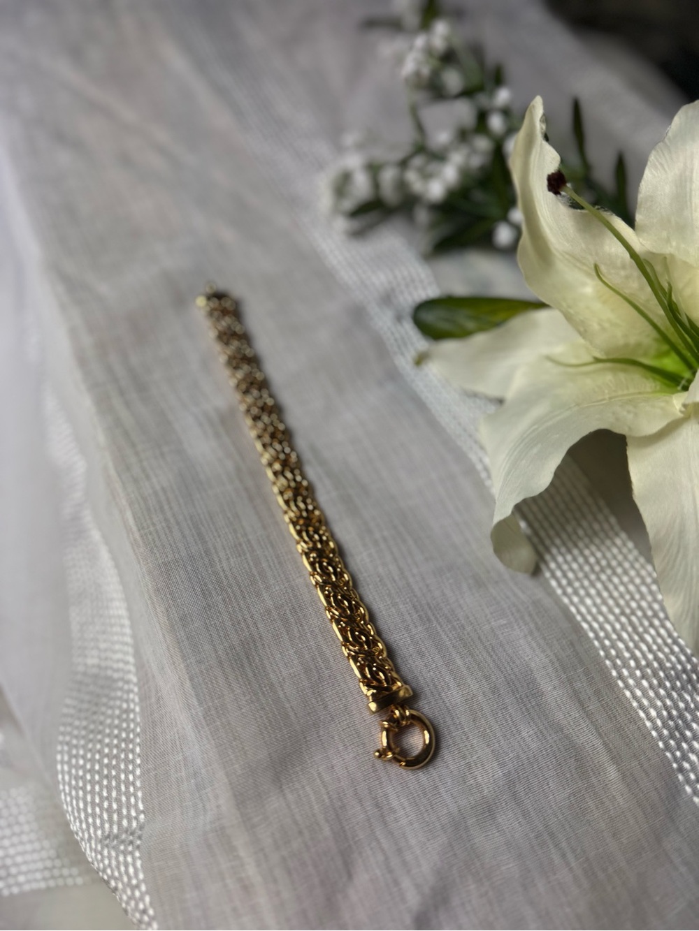 Vintage OTC 18KT Italian Gold Plated Women's Linked Chain Bracelet Toggle Clasp - Picture 16 of 16